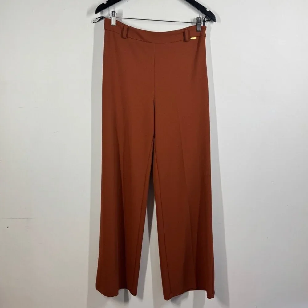 Mara’s Collection Rust Orange Pants Sleek Straight Leg Workwear Size Medium